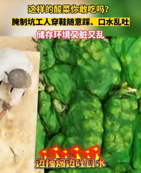 汕头生腌海鲜哪里好吃?汕头腌制厂工人用脚踩菜