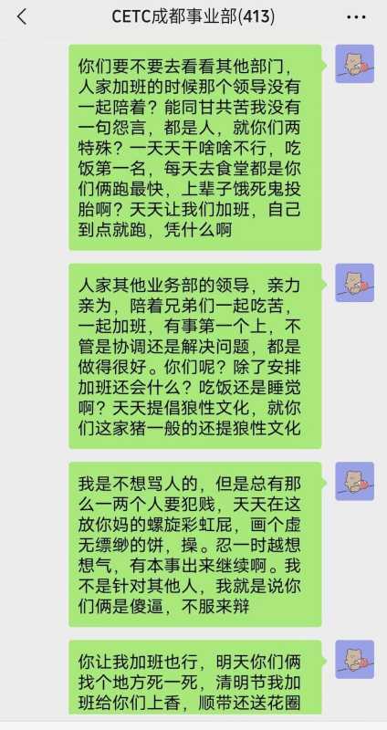 国网加班为什么这么严重?疑中国电科员工因加班怼领导