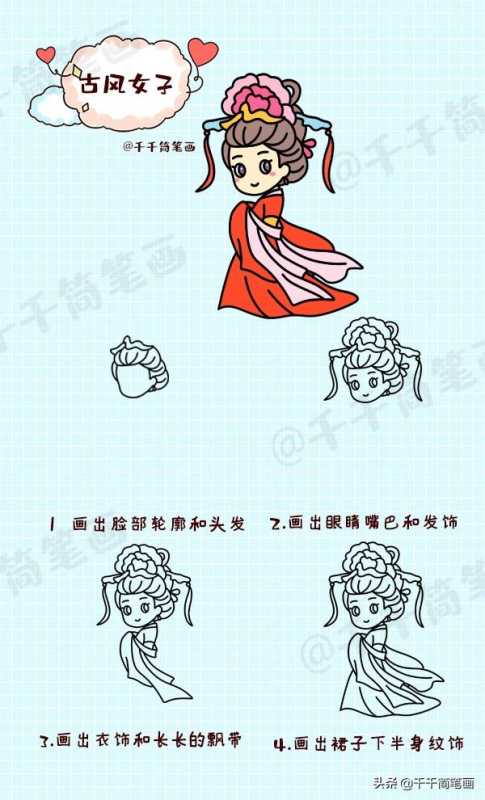 可爱呆萌少女怎么画?古风少女画一步一步