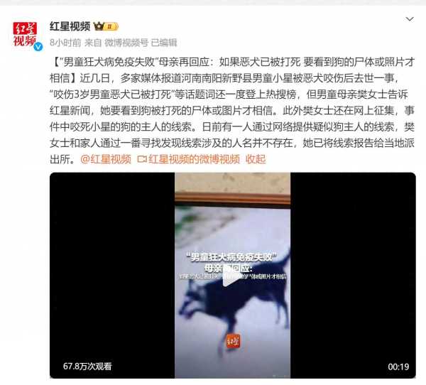 男童狂犬病免疫失败 母亲回应