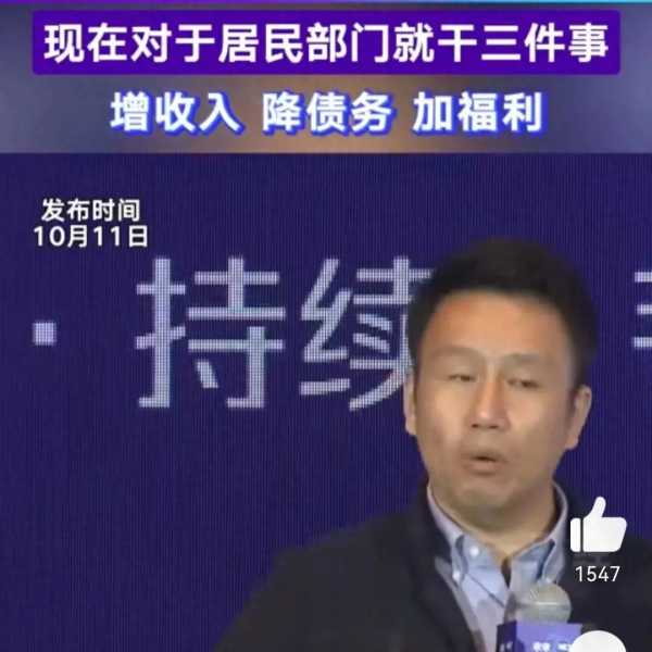 付鹏称现在对于居民部门就干三件事